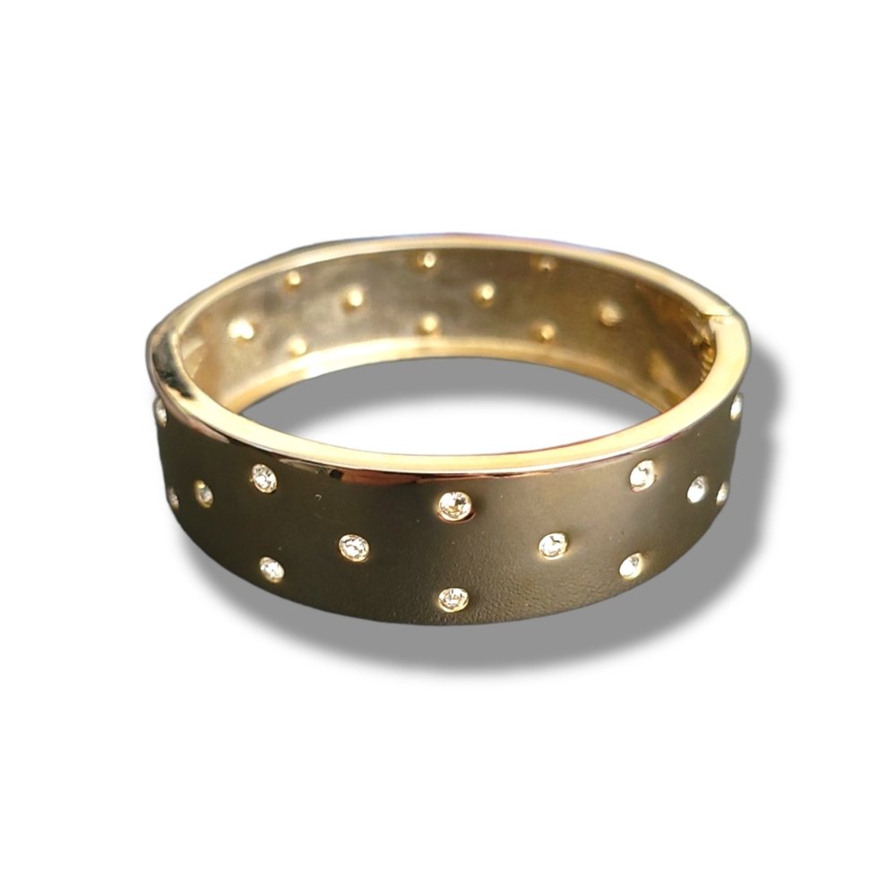 Park Lane | Sophisticated Gold Tone Crystal Embedded Hinged Bracelet - Picture 11 of 12